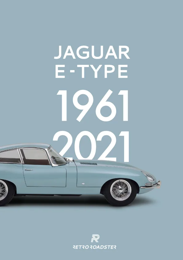 Jaguar E-Type 60th anniversary calendar cover spanning 1961 to 2021