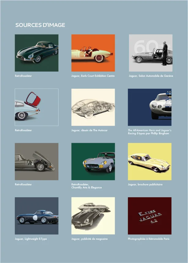 Image source credits page for the Jaguar E-Type anniversary calendar